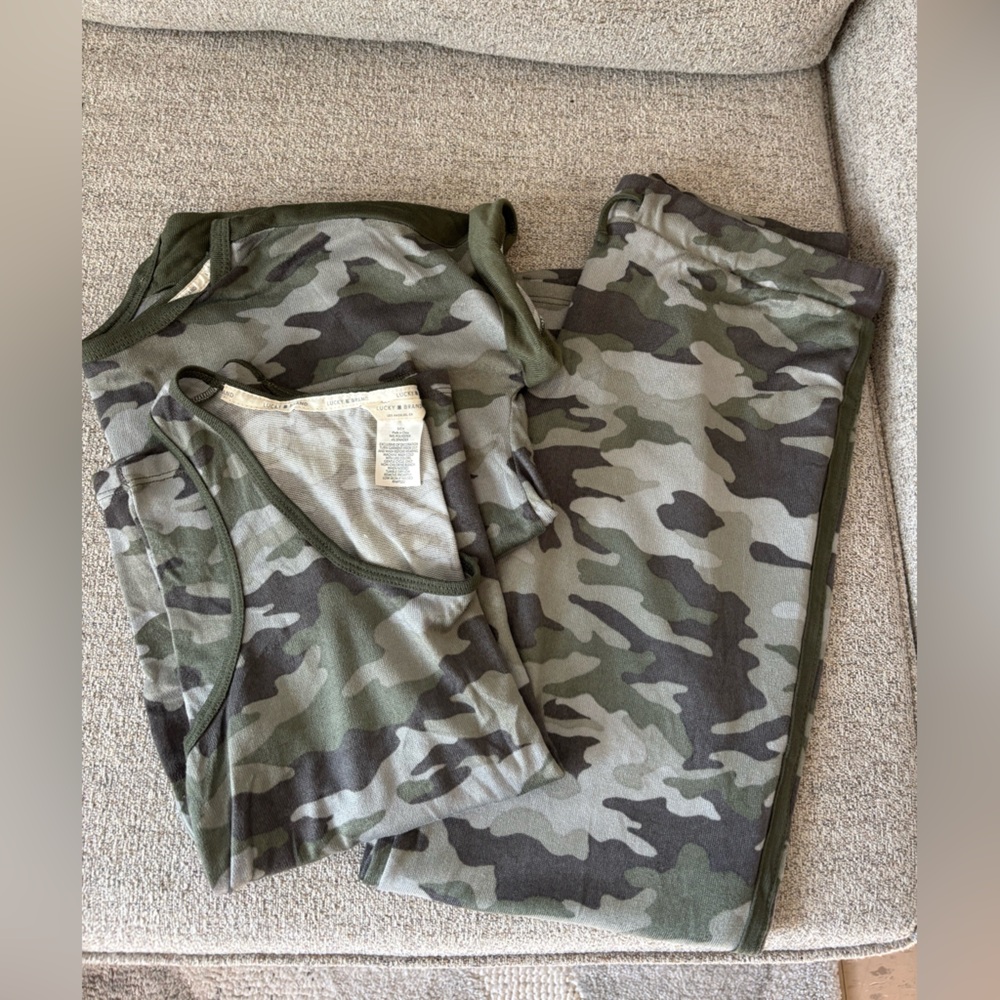 Lucky Brand Green Camo Pajama Set